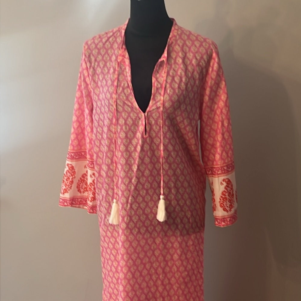 Pink Printed Boho Tassel Maxi Dress - Picture 2 of 3